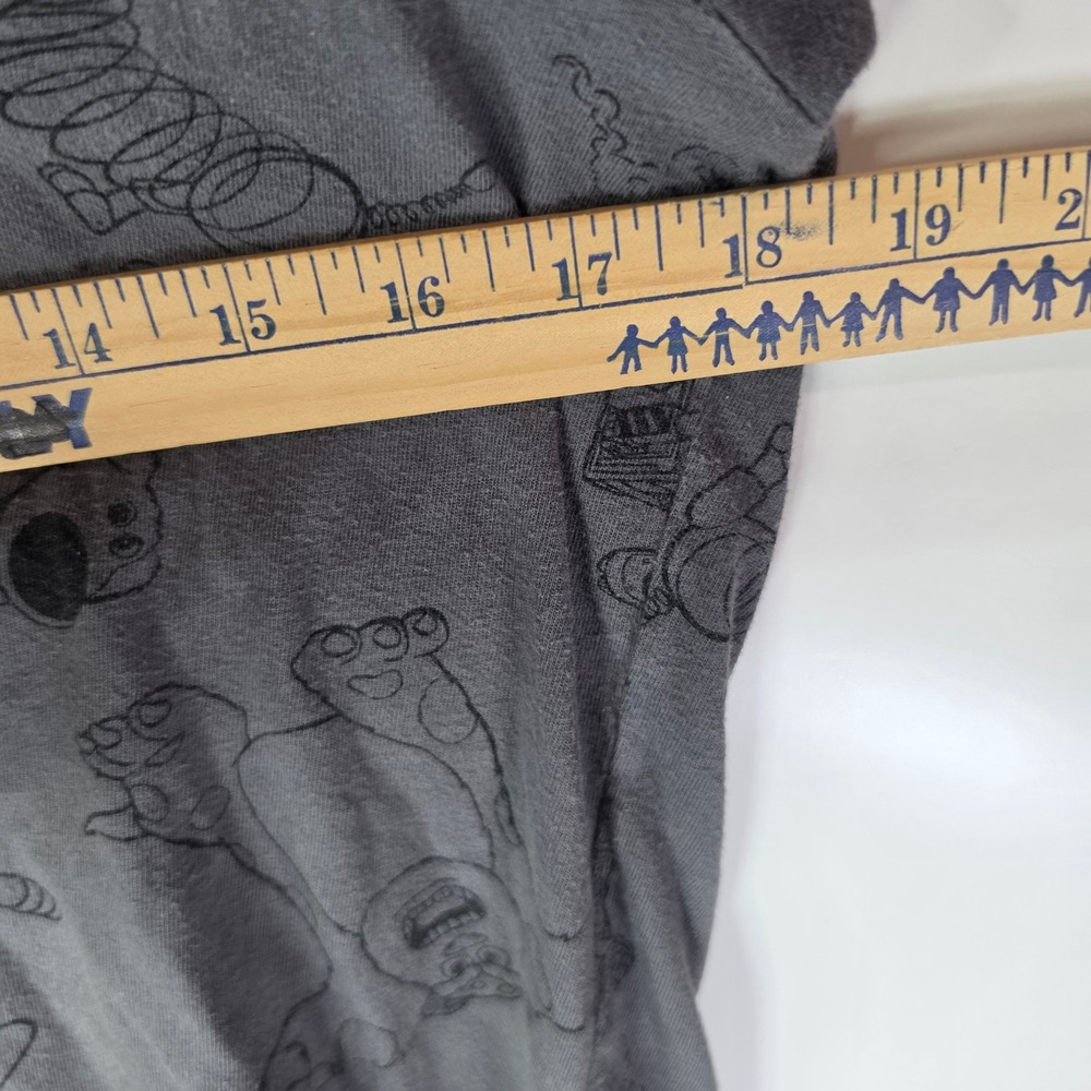 Disney Parks Pixar Allover Print Shirt Adult Small Gray Sulley Wall-E Blue Tag - Picture 4 of 5
